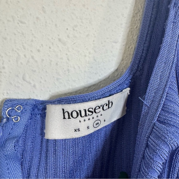 House of CB Mitsy long sleeve periwinkle bandage rib midi dress - Picture 6 of 6